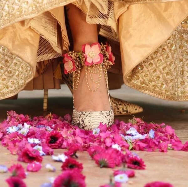 pink flower anklet
