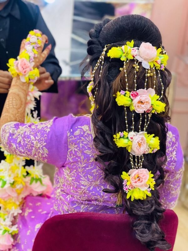 yellow and pink hair accessories